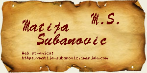 Matija Subanović vizit kartica